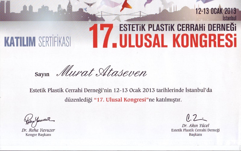 Sertifika: EPCD 17. Ulusal Kongresi, 12-13 Ocak 2013